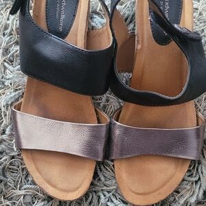 Black and Bronze Women's Sandals